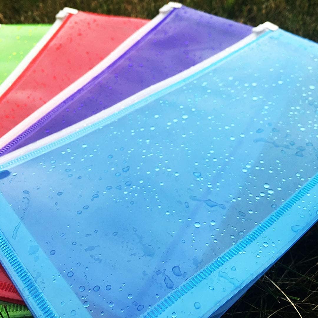 JAM PAPER Plastic Envelopes with Zip Closure - #10 Booklet Wallet - 5 1/4 x 10 - Assorted Colors - 6/Pack