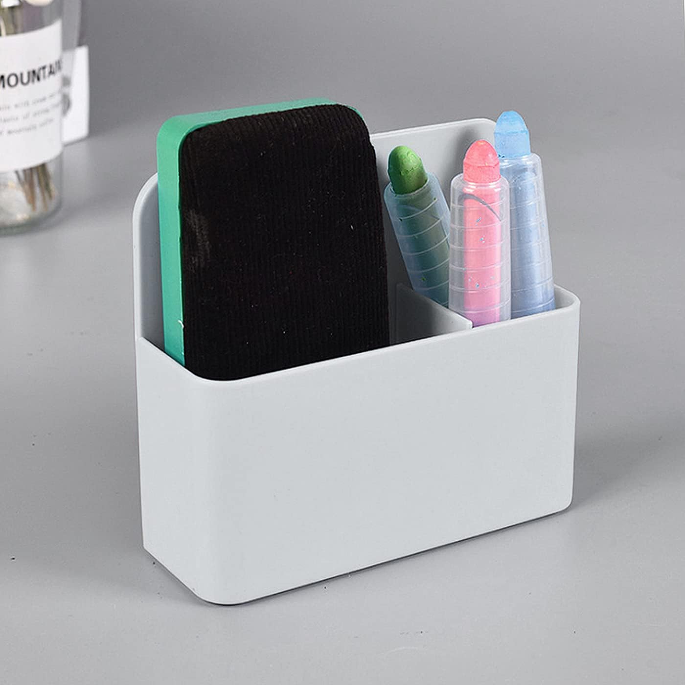 Magnetic Dry Erase Marker Holder, 2 Pack Magnetic Pen Marker Holder for Whiteboard, Fridge, Locker Accessories, School, Office, Home, Magnet Pen Cup, White