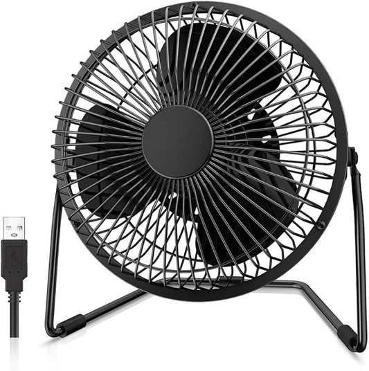 EasyAcc 5 Inch USB Desk Fan, Small USB Desk Fan, [Small Quiet Strong Airflow and 360° Rotating Personal Table Cooling Fan] USB Powered Portable Fan, 2 Speed（3.3~4.1 M/S Black (USB POWERED ONLY)