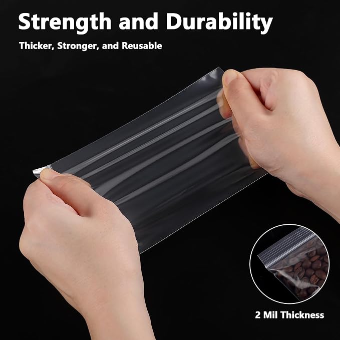 500 PCS 4" x 6" Small Plastic Bags for Jewelry Mini Clear Plastic Poly Bag 2 Mil with Resealable Lock Seal Zipper for Storage Gifts Candy Screws