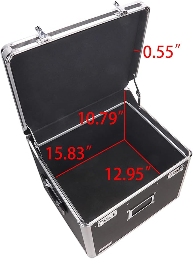 Vaultz Portable File Box with Handle - Dual Lock File Boxes with Lids, Letter & Legal-Size Hanging Folders, Laptop Sleeve - HIPAA Compliant Portable Safe Storage Box, 14.5" x 17.5" x 15.5" | Fits letter and legal hanging folders, includes a laptop slee...