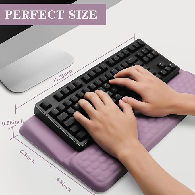 Computer Keyboard Stand with Wrist Rest Support Pad, Purple | Ergonomic Comfy Tilted Keyboard Stand Riser Holder Pad for Pain Relief, Soft Memory Foam Desk Cushion for Office Home