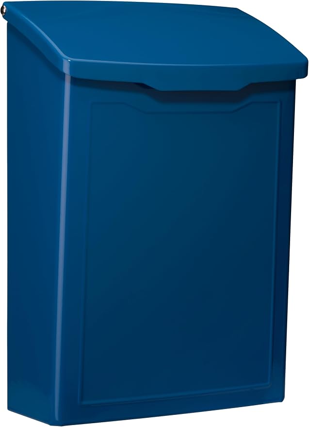 Architectural Mailboxes 2681BE Marina Wall Mount Mailbox, C1, Blue | Galvanized steel build for outside with weather-resistant outdoor construction and a rust-resistant powder-coat finish.