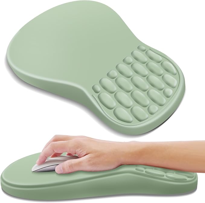 YIWEI Ergonomic Mouse Pad with Wrist Rest for Carpal Tunnel Pain Relief | Memory Foam Wrist Support,Non-Slip Rubber Base, Keyboard Computer Mousepad,Lycra Cloth Surface,Gaming Home Office