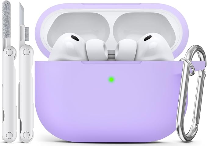 for AirPods Pro 3 Case 2025,Come with Cleaner Kit,Purple | Silicone Protective Cover for Airpod Pro 3rd Generation Case with Keychain,for Women Men,One-Piece Design,Shockproof