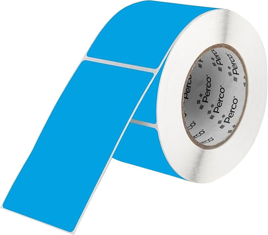 Perco Light Blue Labels 3x5 Inch 500 Stickers/Roll with Easy Peel Perforation and Strong Adhesion for Inventory Management, Color Coding, Moving Boxes, Retail, Organizing & Crafts – Made in USA