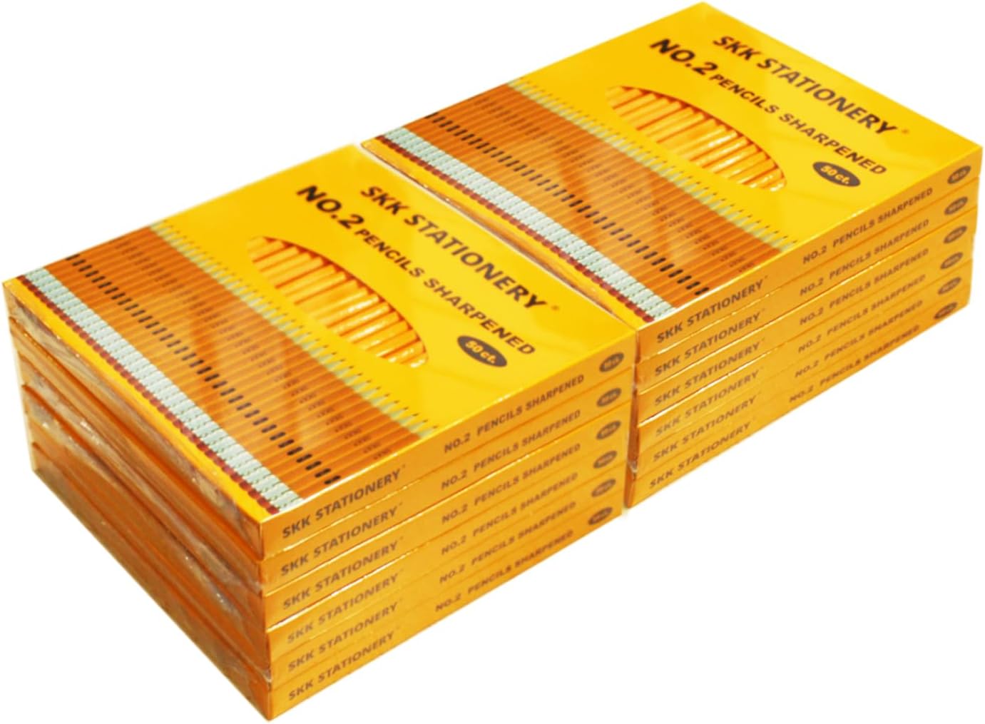 SKKSTATIONERY 600Pcs 2 HB Pencils Pre-sharpened pencils Set, Woodcase Lead Pencils Sharpened for Back to School Teacher Supplies, Writing, Drawing and Sketching 50 Pcs*12 Boxes