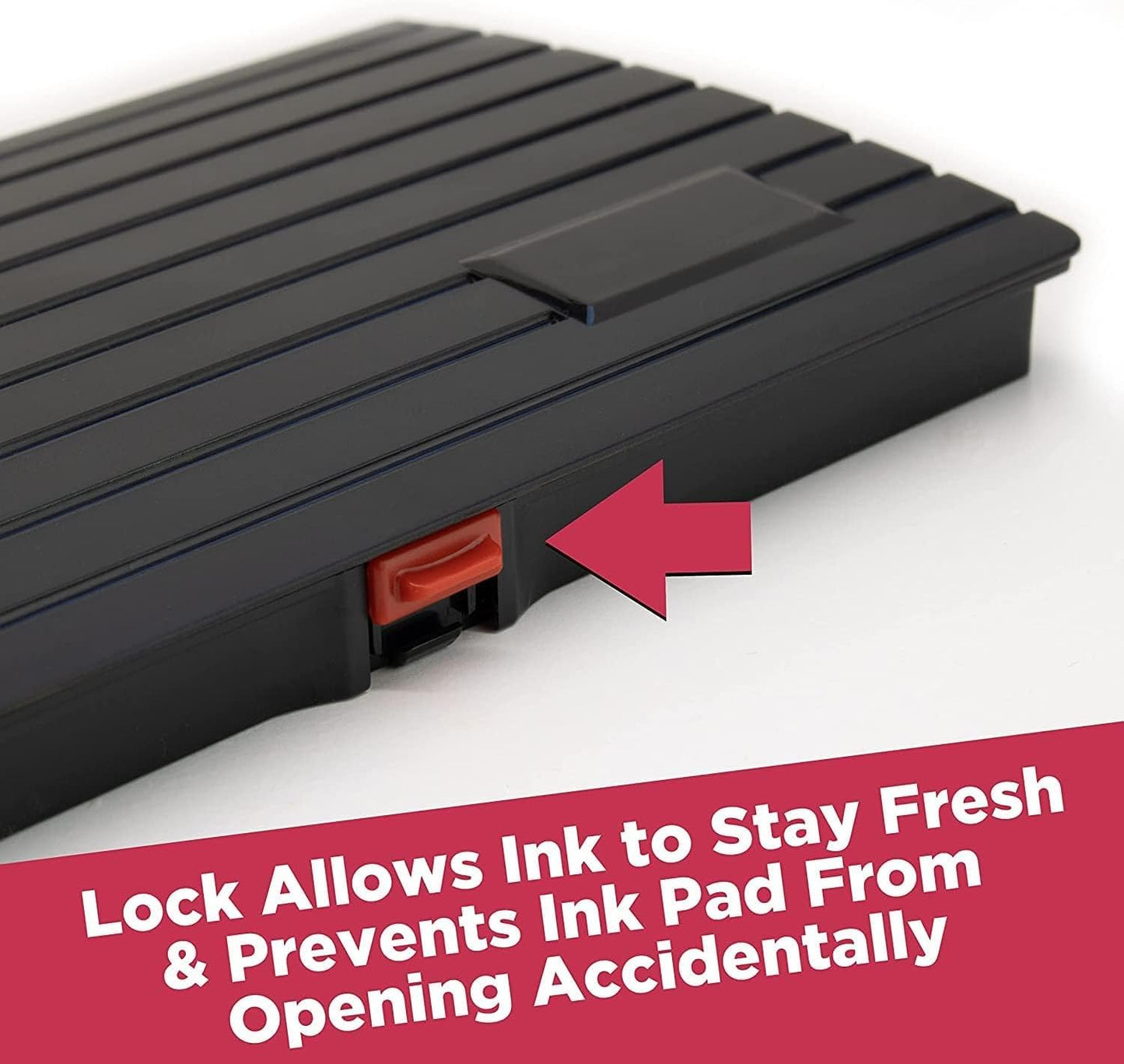 Large Premium Crimson Red Ink Stamp Pad - 5" by 7" - Quality Felt Pad - Case with Closing snap