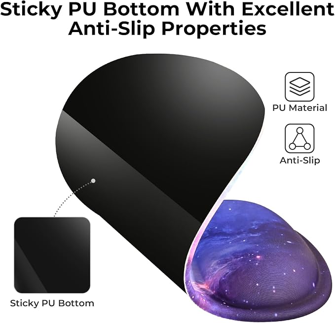 EooCoo Mouse Pad with Gel Wrist Rest, Ergonomic Mousepad Wrist Alignment | Middle Concave Design for Natural Wrist Alignment, Non-Slip Base Mousepad, Carpal Tunnel Relief, Office Desk Accessories