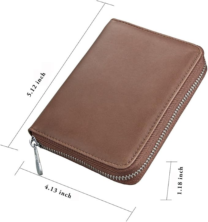 RFID Blocking 24 Slot Credit Card Holder Wallet Real Leather Multi Card Organizer Wallet with Zipper