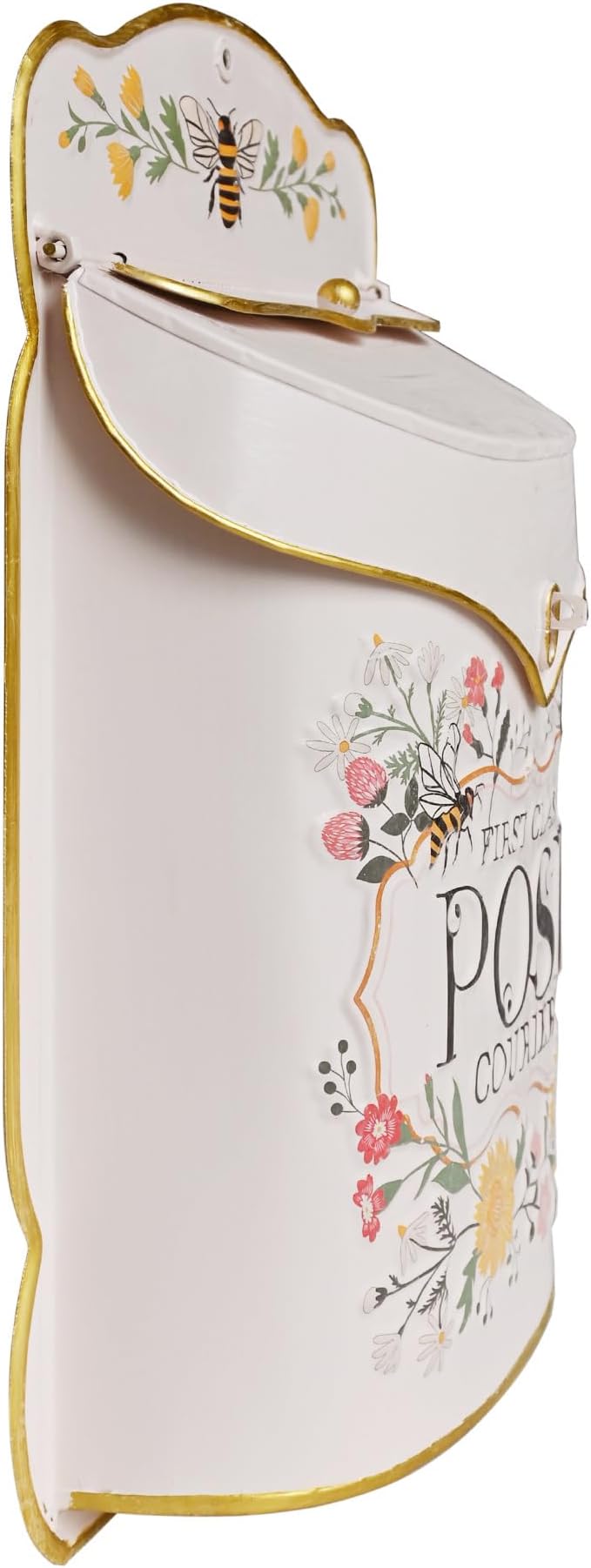 Wall Mount Mailbox for Outside Vintage Mail Boxes for House Outside Metal Door Mailbox Drop Box Antique Style Nostalgic Charm Home Decorative, Flower Pattern, Pink