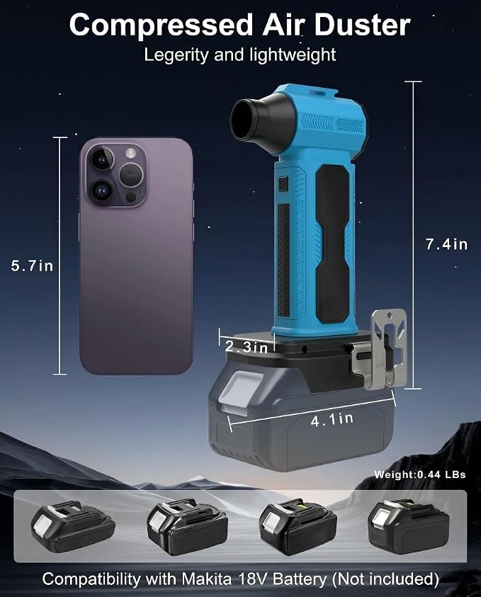 Electric Dust Blower (Compatible with Makita 18V) | Portable High-Pressure Duster, Compatible with Makita 18V Batteries, 130,000 RPM Brushless Handheld Design