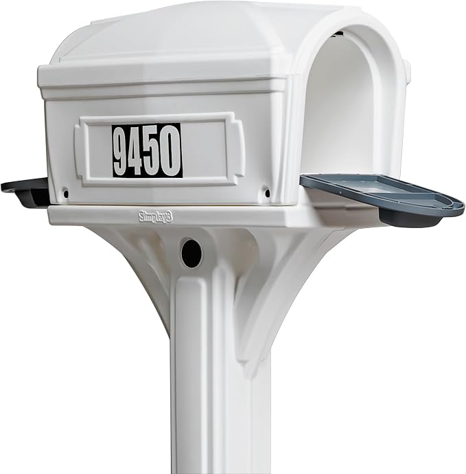 American Home by Simplay3 Premium Dig-Free Easy Up Classic Mailbox and Post Combination in White, Above Ground Mailbox