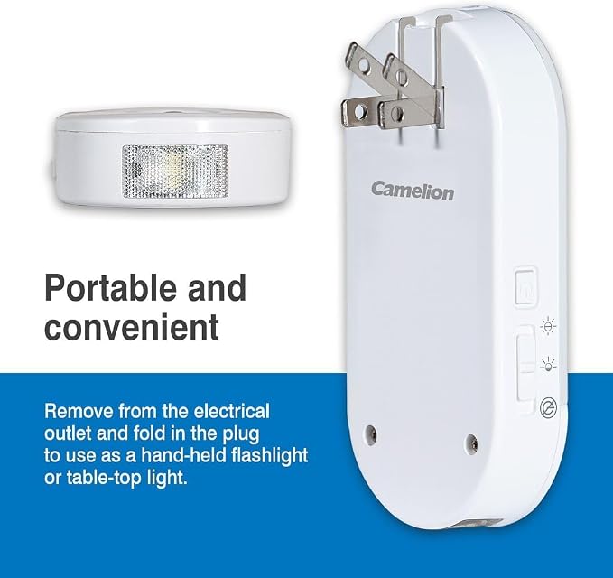 Camelion 3-Pack 4-in-1 Plug-in Power Failure Night Light,Motion and Light Sensor, Rechargeable Emergency Flashlight, Power Outage Light, Great for Emergency Preparedness, Hurricanes and Survival Kits