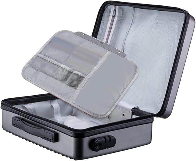 Fireproof Document Box, Secure Storage, Waterproof Briefcase, Sturdy Storage Bag for Contracts, Outdoor, Gray