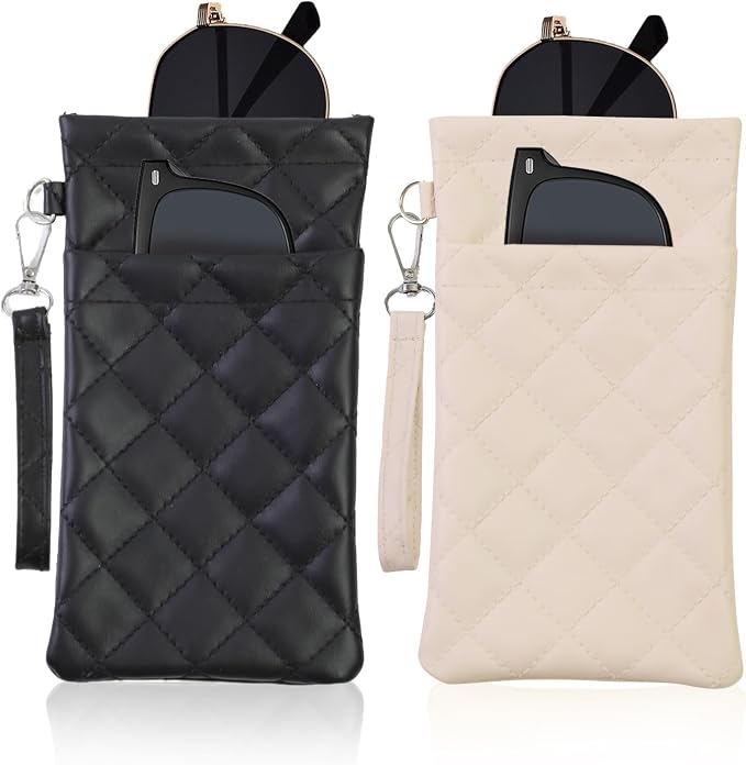 Double Eyeglass Case Soft Dual Glasses Case for Women Men Travel Squeeze Top Sunglasses Cases Eyeglasses Pouch