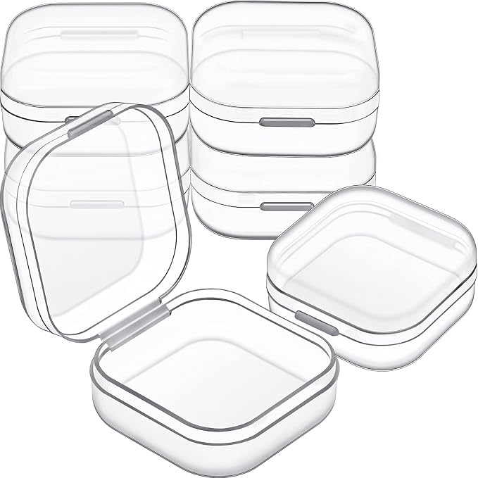 Jetec 6 Pieces Mini Plastic Clear Beads Storage Containers Box for Collecting Small Items, Beads, Jewelry, Business Cards, Game Pieces, Crafts (1.4 x 1.4 x 0.7 Inch)