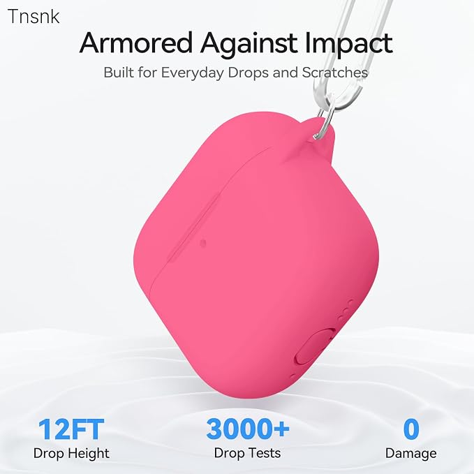 for AirPods 4 Case, TNSNK Silicone AirPod 4 Case Cover Compatible with Apple Airpods 4th Gen, Shockproof Protective Cases for Women Girly with Cleaner Kit and Keychain, Front LED Visible
