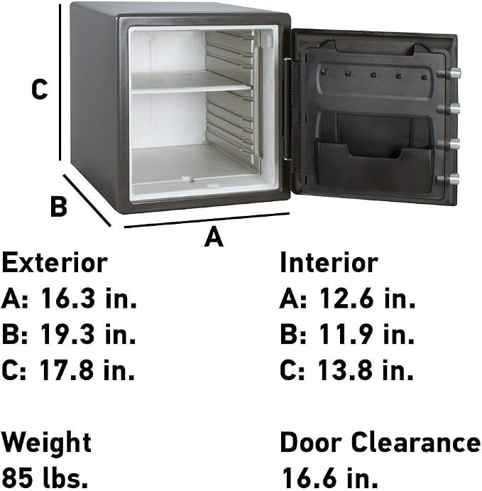 SentrySafe Black Fireproof Safe with Digital Push Button Keypad, Home Safe For Money, Documents, and other Valuables, 1.23 Cubic Feet, SF123ES | Fire Resistant Home Safe With Digital Keypad, Shelf, Door Pocket For Organization, Securely Store Money, Do...