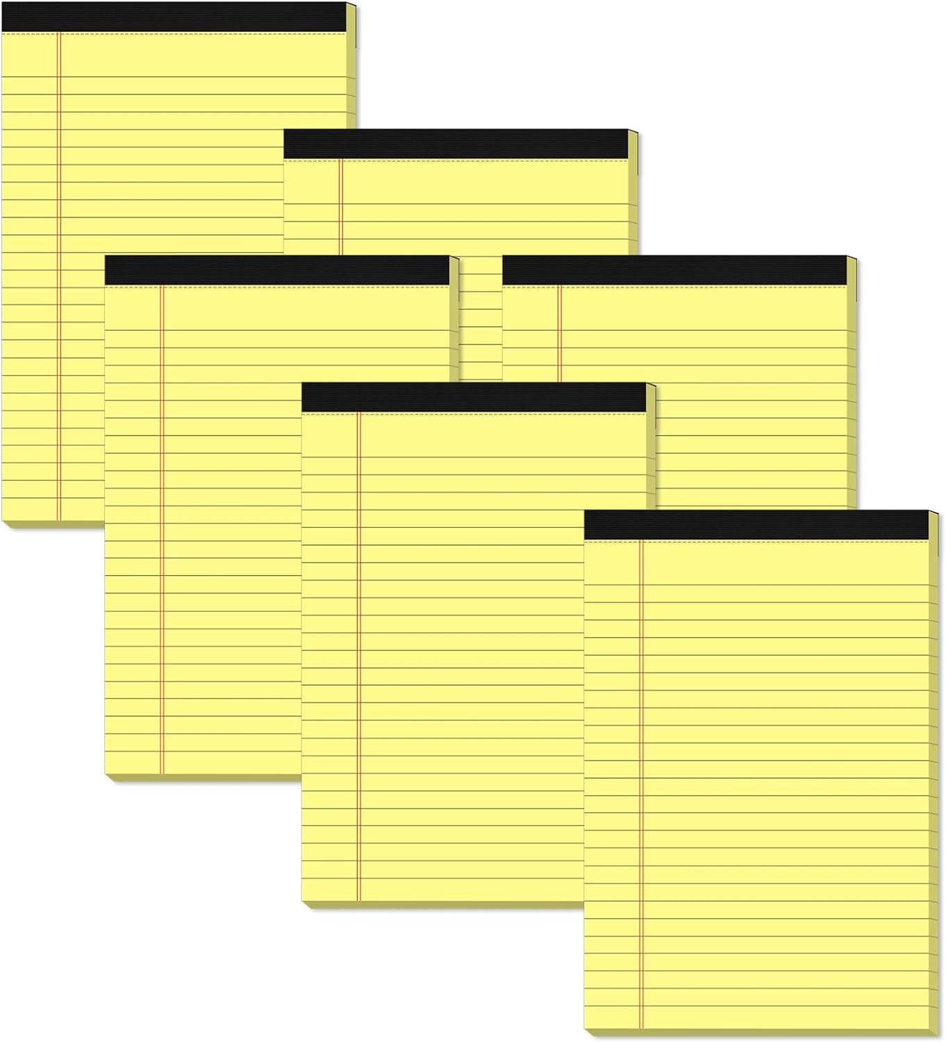 Yellow Note Pads 5x8 Small Legal Pads College Ruled Notepad for Office 6 Pack Yellow Writing Pads 5x8 Narrow Ruled Paper Pads 25 Lines 80 GSM Paper Tablets 5x8" Lined Notepads With 30 Sheets Per Pad