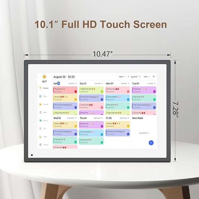 10.1 inch Digital Calendar & Chore Chart,Smart Touchscreen Interactive Display for Family Schedules, Digital Photo Frame Functon, Great for Organizing Your 2026 Calendar
