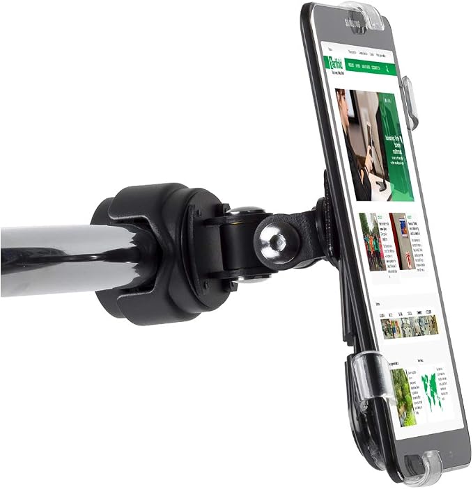 Tarifold X-tend Pole Mount Tablet Holder, Fits 7-10 Inch Tablets, Black | Fits 7-10 inch tablets, 360-degree rotating holder, locking cap screws, secure transparent corners, heavy-duty pole clamp