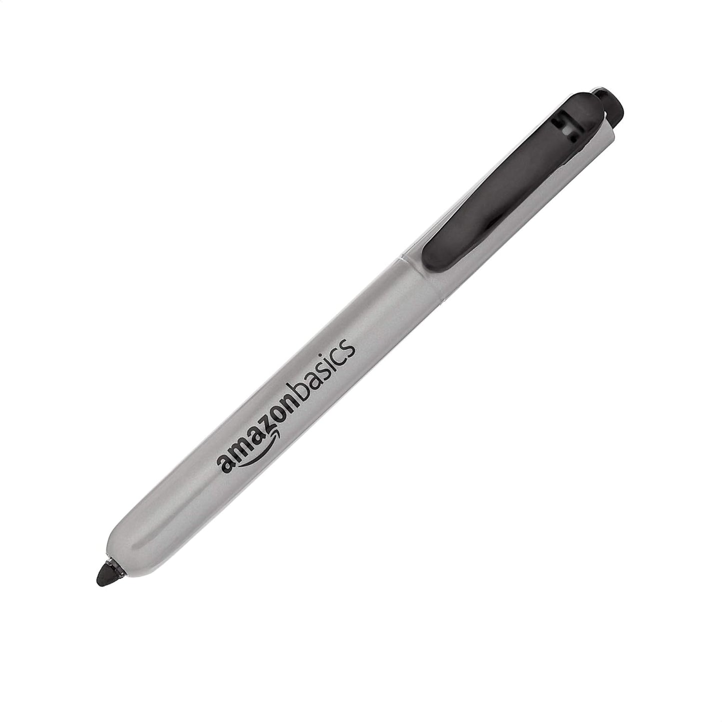 Amazon Basics Retractable Permanent Markers, Versatile Art Supplies for Home, School, and Office Use, 12 Count, Black