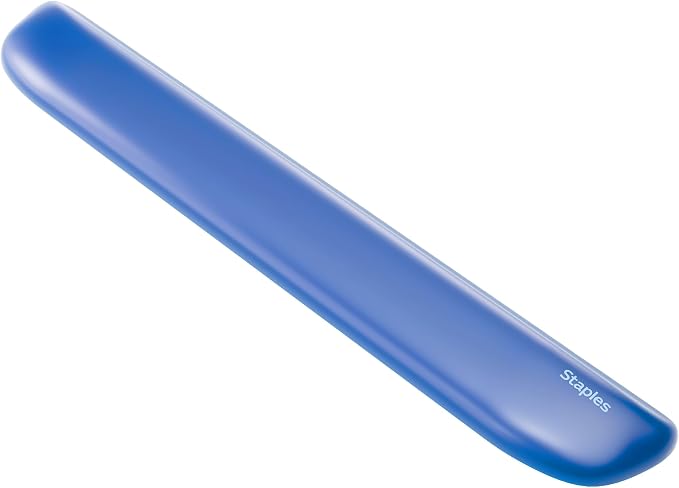 STAPLES Gel Keyboard Wrist Rest, Ergonomic Non‑Slip Wrist Support Cushion for Comfortable Typing, Durable Gel‑Filled Design, Blue Crystal