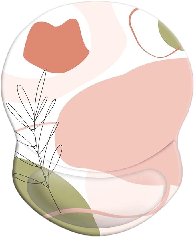 Mouse Pad with Wrist Support, Non Slip Mousepad Wrist Rest for Office, Computer, Laptop & Mac-Comfortable & Lightweight Ergonomic Support Mouse Mat(DL-Pink Art)