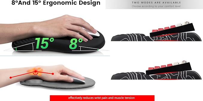 Keyboard Wrist Rest -Ergonomic Keyboard Stand with Wrist Rest- with Carpal Tunnel Pain Relief Massage Bumps and Full Memory Gel Design - Ideal Frequent Computer (Line)