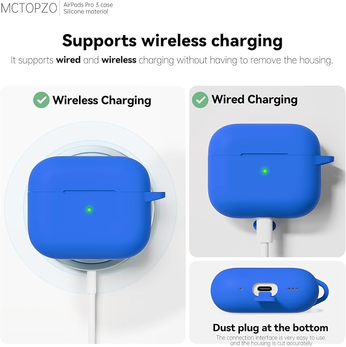 for AirPods Pro 3 Case 2025,Come with Cleaner Kit,Blue | Silicone Protective Cover for Airpod Pro 3rd Generation Case with Keychain,for Women Men,One-Piece Design,Shockproof