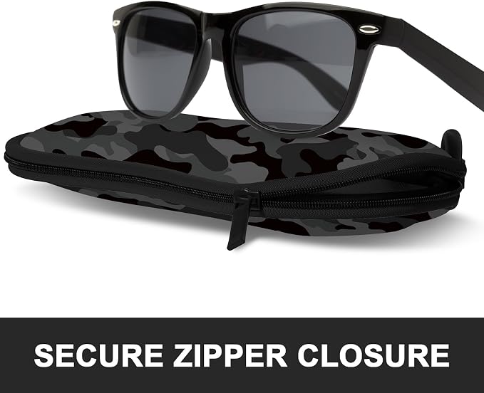 Sunglasses Soft Case, Ultra Light Portable Neoprene Zipper Glasses Case for Men Women