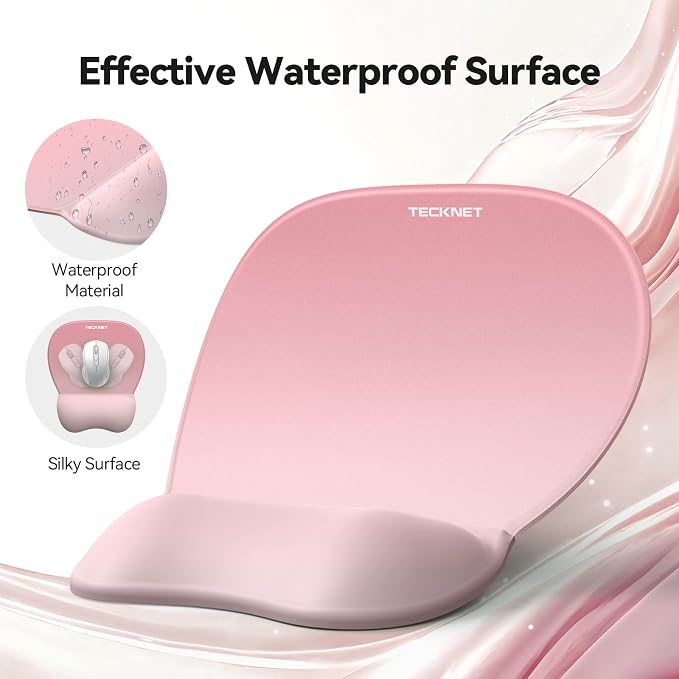 TECKNET Gel Ergonomic Mouse Pad & Keyboard Wrist Rest & Coaster | 3 in 1 Set, Pain Relief, Milk Silk Cloth, Non-Slip PU Base, Easy Typing, Memory Foam Wrist Support for Office & Home