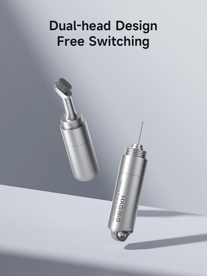 Hagibis SIM Card Ejector Tray Removal Tool with Cleaning Brush, 2 in 1 EDC Portable Keychain Eject Pins Reset Needle Opener Cleaning Pen for iPhone Airpods Pro (CP02)