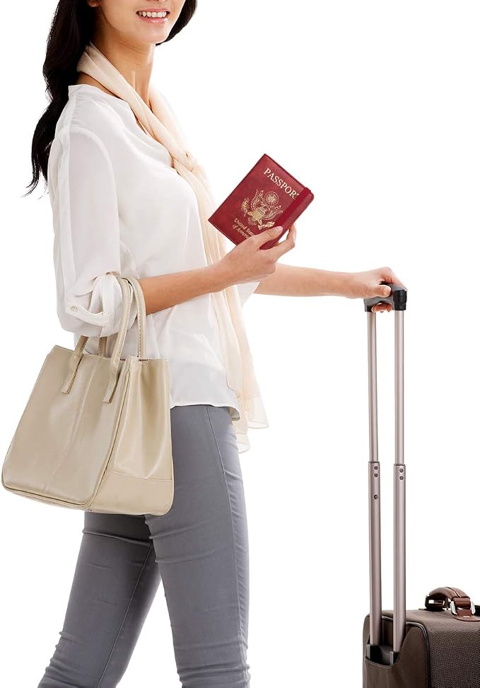 WALNEW Passport Holder for Travel, RFID Passport Cover Wallet for Women Men, PU Leather Passport Book Card Holder Case with Pen, Travelling Essentials for Flying | PU Leather Passport Cover Case with Pen Holder, Travel Must Haves Accessories, Passport ...