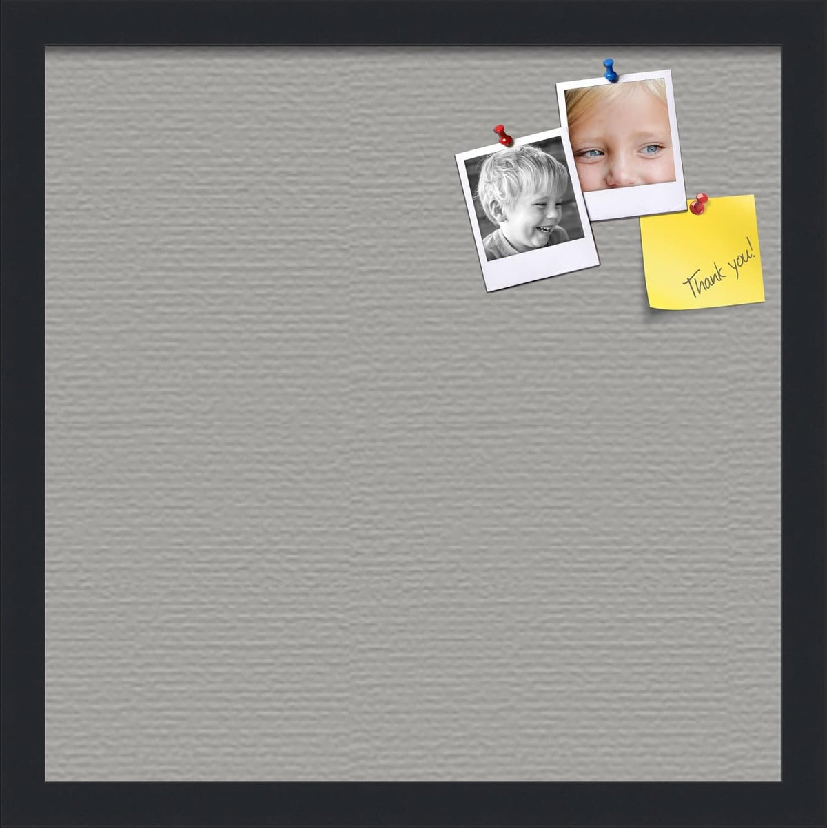 PinPix 16x16 Inch Cork Bulletin Board. This Decorative Framed Pin Board Comes with Dark Stone Design and a Satin Black Frame. Ideal for Home Office Decor or Message Board (PinPix-1808)