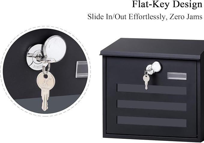 Locking Mailbox Wall Mounted Vertical- Jssmst mailboxes with Key Lock Large Capacity, Key Lock Drop Box Large Capacity with Galvanized Cover and Rust-Proof Metal, 13 x 11.8 x 4.1 Inch SM-HPB918