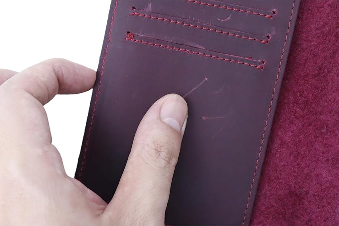 RFID Blocking Passport Holder Travel Wallet Genuine Leather Passport Case Cover Travel Document Organizer (Retro Red)