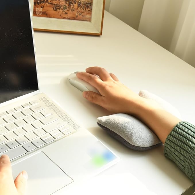 Large Mouse Wrist Rest Bean Bag, Ergonomic Mouse Support Pad Filled Ergo Beads for Computer, Laptop, PC Gaming (Gray)