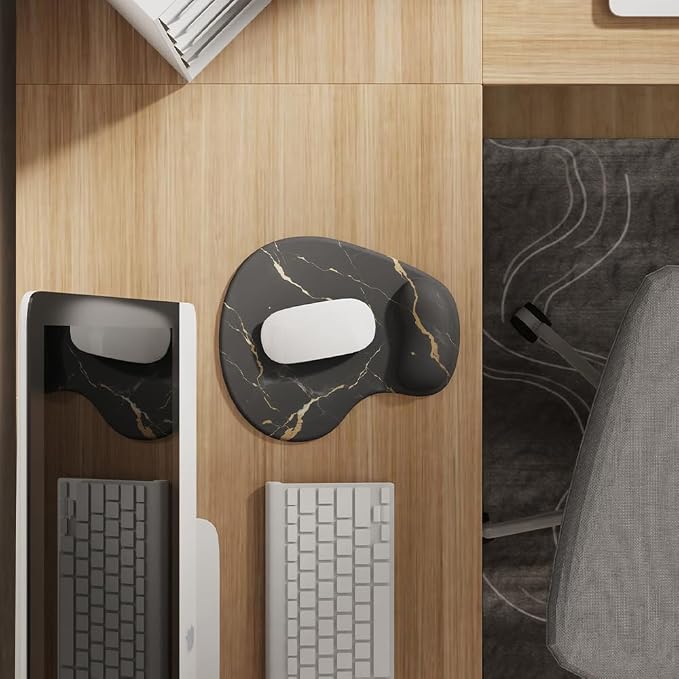 Office Mousepad with Gel Wrist Support - Ergonomic Gaming Desktop Mouse Pad Wrist Rest - Design Gamepad Mat Rubber Base for Laptop Computer -Silicone Non-Slip Special-Textured Surface (15MarbleB)