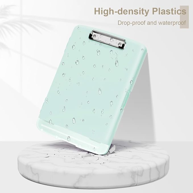 Piasoenc Clipboard with Storage, 8.5 x 11 Clip Board with Pen Holder, Blue | High Capacity, Heavy Duty Plastic Organization Box for A4 Legal Paper Folder, Folio & Side-Opening Nurses, Teachers, Student