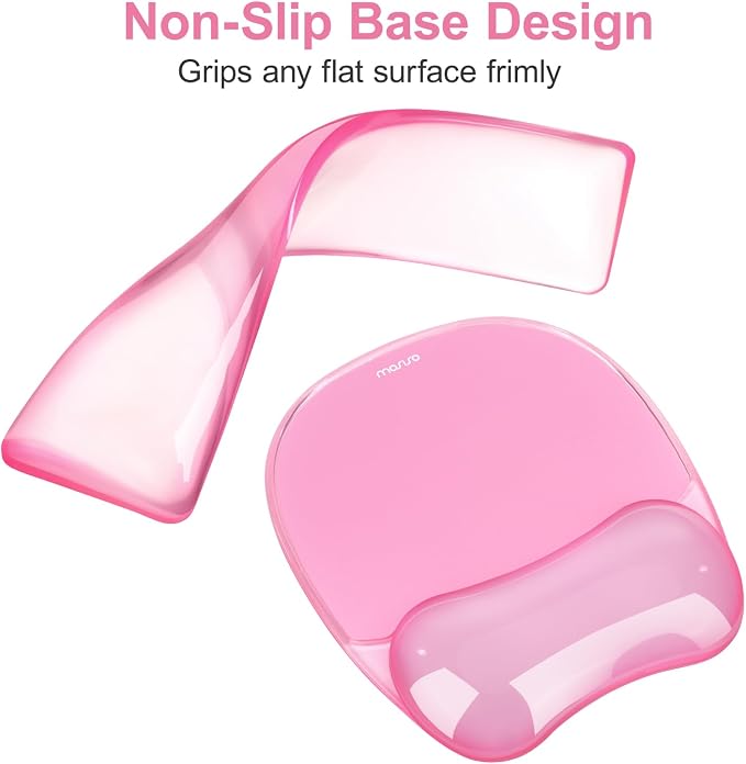 MOSISO Cooling Gel Wrist Rest Support for Mouse Pad&Keyboard Set, Pink | Irregular Oval Ergonomic Mousepad Keyboard Pad Non-Slip Base Home/Office Pain Relief&Gel Easy Typing Pad for Computer Laptop