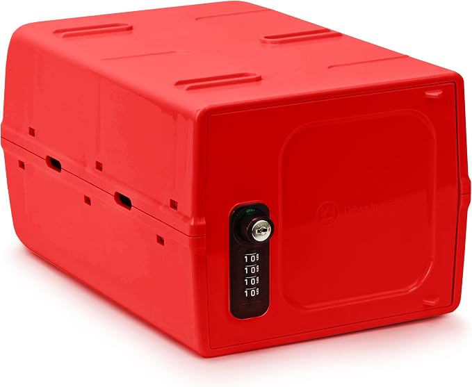 Dual Combination & Keyed Lockbox - Lockable Box for Everyday Use - Multi-Purpose lock for Home & Office Safety - Made of Industrial-Grade Plastic - One Size (Medical Red)