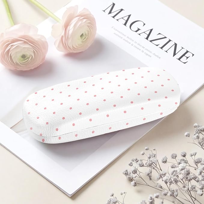Glasses Case Hard Shell, Cute Sunglasses Case for Women Leather Protective Case for Eyeglass with Cleaning Cloth