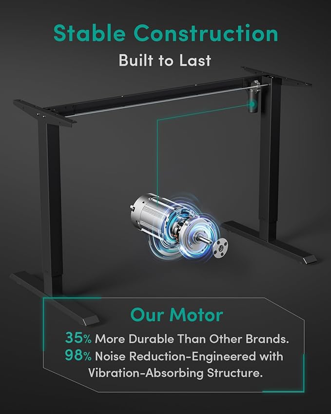 CubiCubi Electric Standing Desk, 48 x 24 Inches Height Adjustable Sit Stand Desk, Ergonomic Home Office Computer Workstation, Black