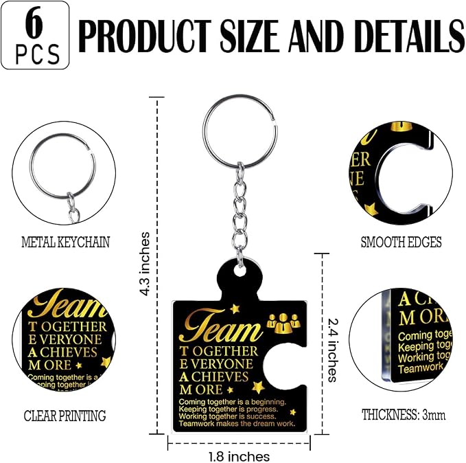 Team Appreciation Gifts Bulk Thank You Keychains for Coworkers | Gift Set for Employee, Staff, Teachers, Teamwork Puzzle Piece Keyring, Acrylic