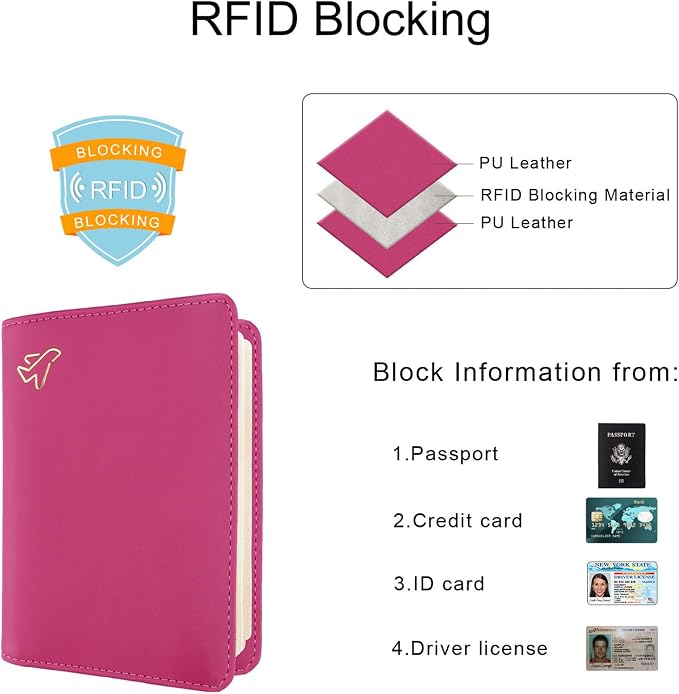 WALNEW Passport Holder for Travel, RFID Passport Cover Wallet for Women Men, PU Leather Passport Book Card Holder Case with Pen, Travelling Essentials for Flying | PU Leather Passport Cover Case with Pen Holder, Travel Must Haves Accessories, Passport ...