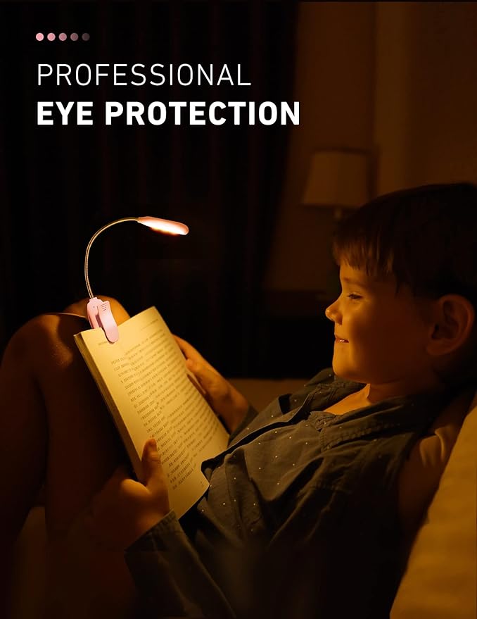 Monotremp Book Lights for Reading at Night in Bed, 80 Hours Runtime Rechargeable Reading Lights for Books in Bed, 3 Brightness Levels × 3 Color Temperatures, 1.3 oz Lightweight