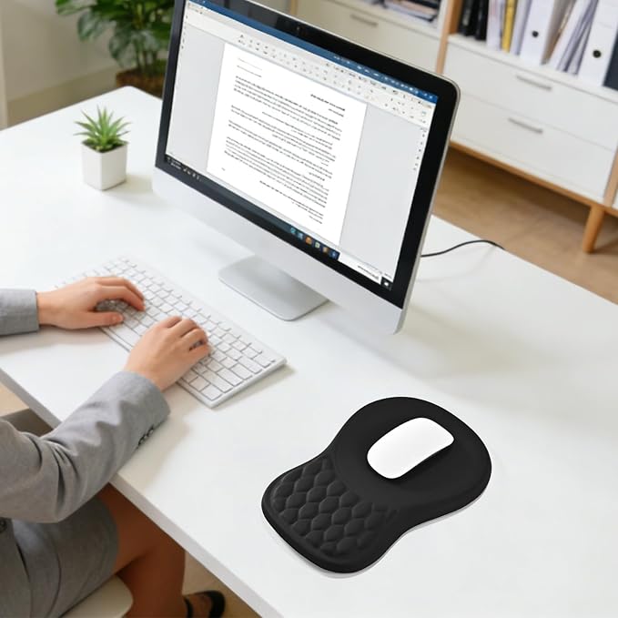 EooCoo Massage Ergonomic Mouse Pad with Dual-Slope Design Wrist Rest | Carpal Tunnel Relief, Memory Foam Wrist Rest, Non-Slip PU Base, Office Desk Accessories