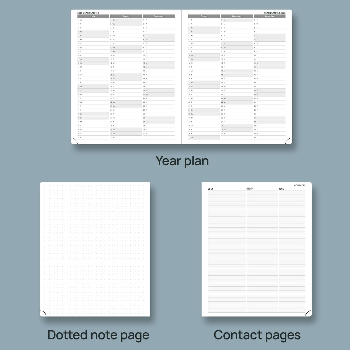 POPRUN Weekly Planner 2026 (Large 8.5" x 10.5") Calendar 12 Months Notebook with Horizontal Layout, Leather Soft Cover, Monthly Tabs, Inner Pocket, 100GSM Thick Paper, Pen Holder - Claret